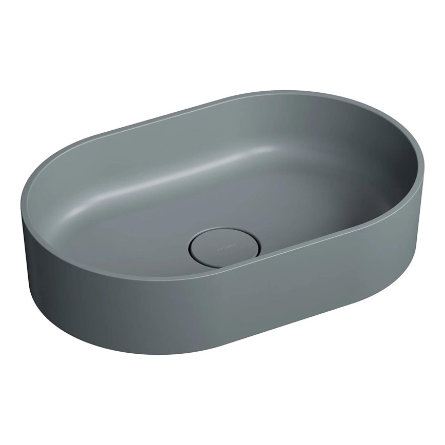 OMNIRES OVOUNAG - Lavabo sobre encimera OVO 55x36 cm dolomita/mate ceniza gris