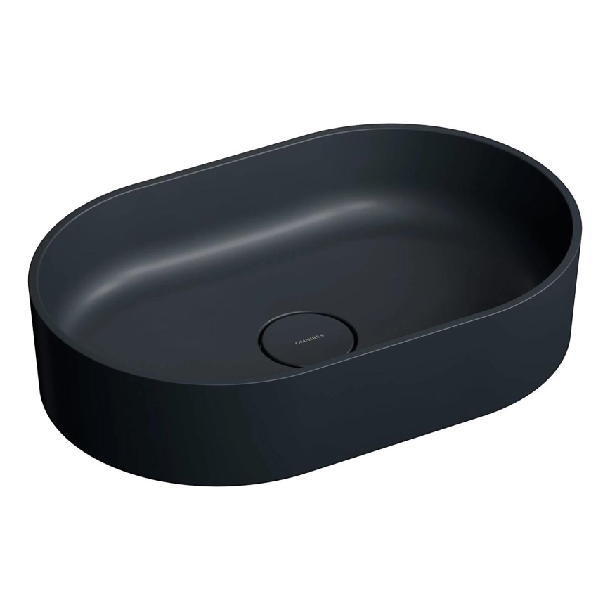 OMNIRES OVOUNBLV - Lavabo sobre encimera OVO 55x36 cm dolomita/mate negro lava