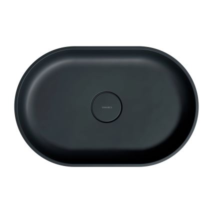 OMNIRES OVOUNBLV - Lavabo sobre encimera OVO 55x36 cm dolomita/negro mate lava
