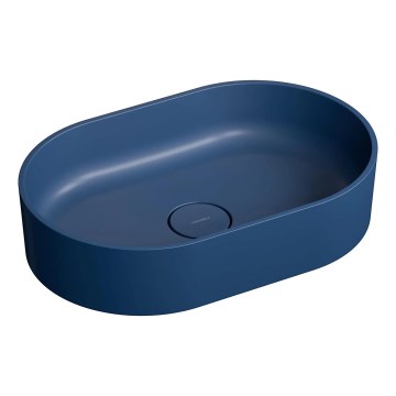 OMNIRES OVOUNMB - Lavabo sobre encimera OVO 55x36 cm dolomita/azul medianoche mate