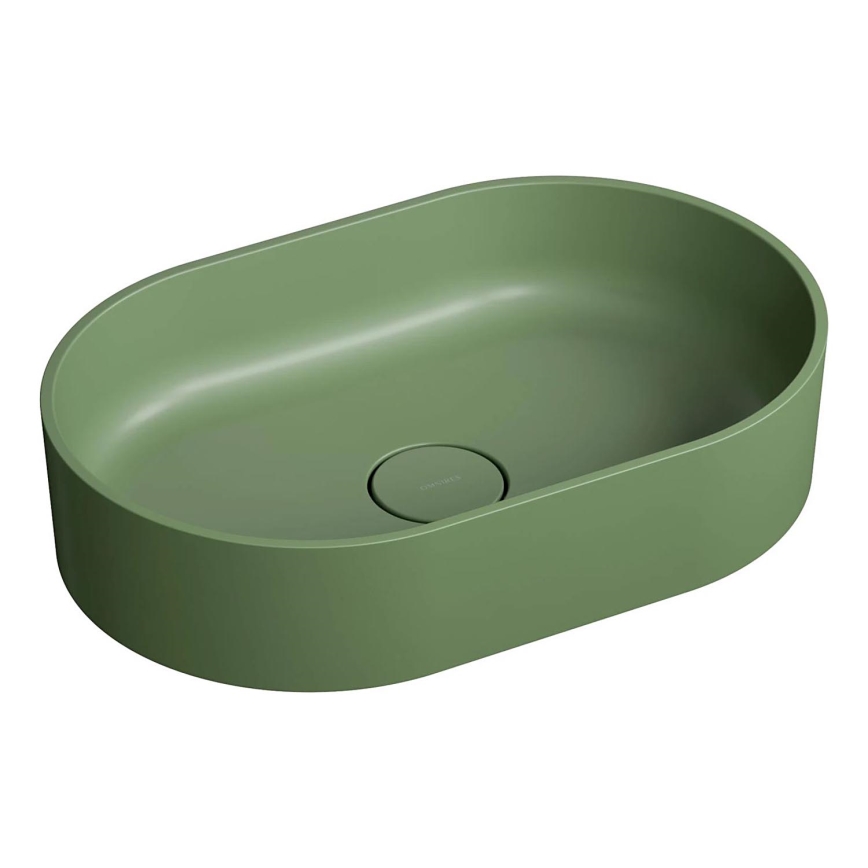 OMNIRES OVOUNOL - Lavabo sobre encimera OVO 55x36 cm dolomita/mate oliva
