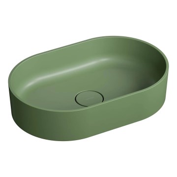 OMNIRES OVOUNOL - Lavabo sobre encimera OVO 55x36 cm dolomita/oliva mate