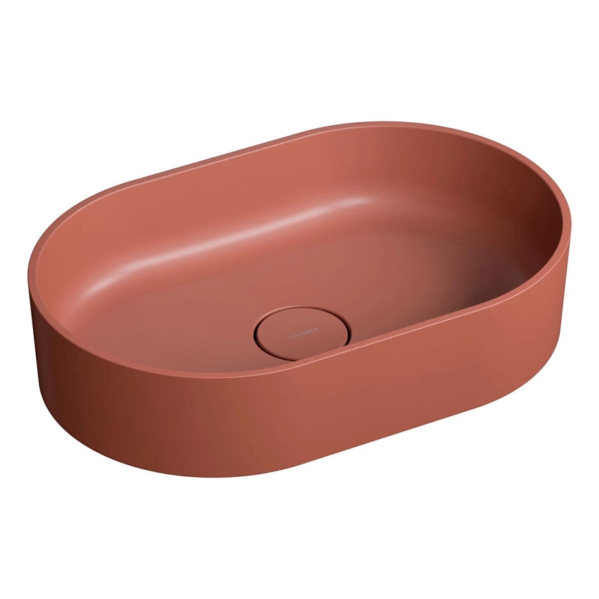 OMNIRES OVOUNTE - Lavabo sobre encimera OVO 55x36 cm dolomita/mate terracotta