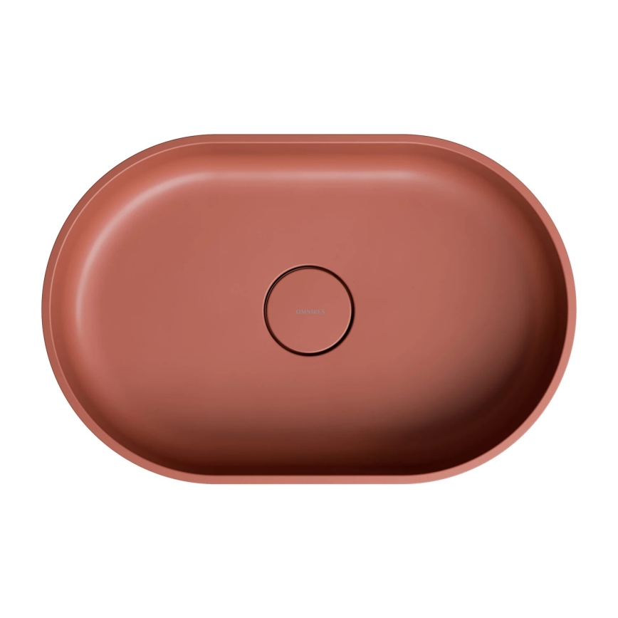 OMNIRES OVOUNTE - Lavabo sobre encimera OVO 55x36 cm dolomita/mate terracotta