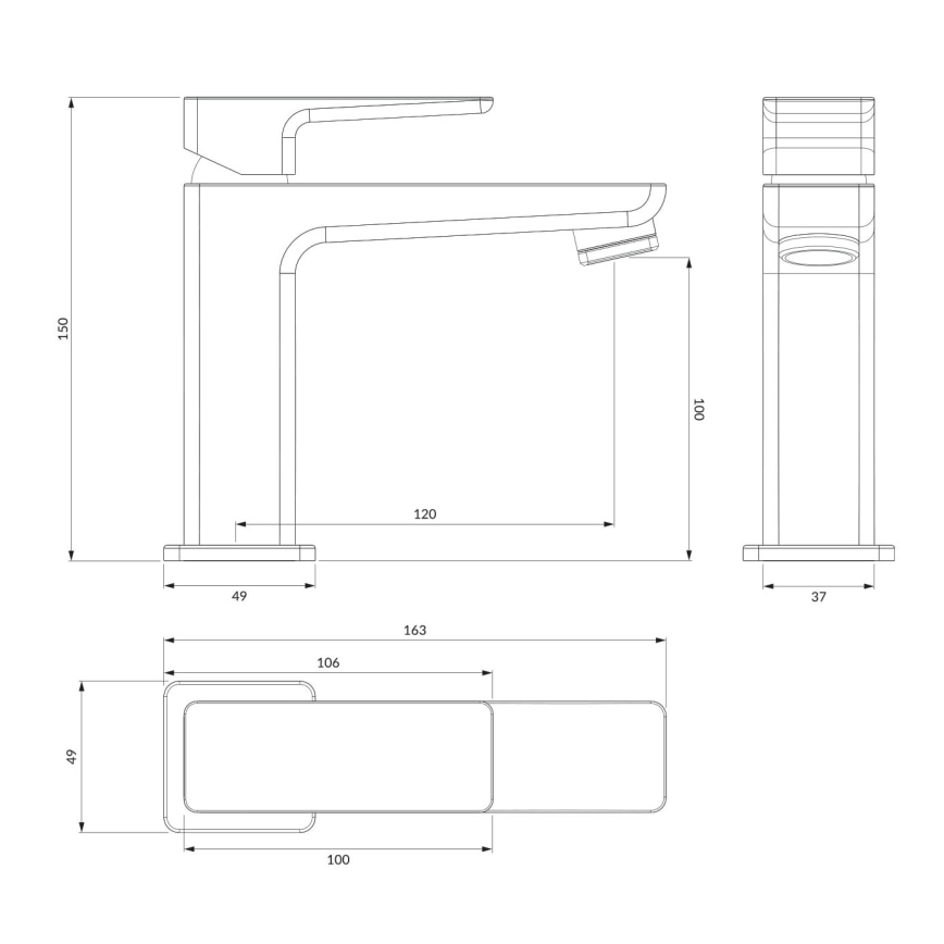 OMNIRES PM7410BL - Grifo de lavabo PARMA 15 cm negro mate