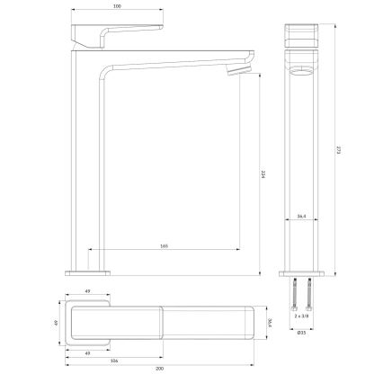 OMNIRES PM7412BL - Grifo de lavabo PARMA 27,3 cm negro mate