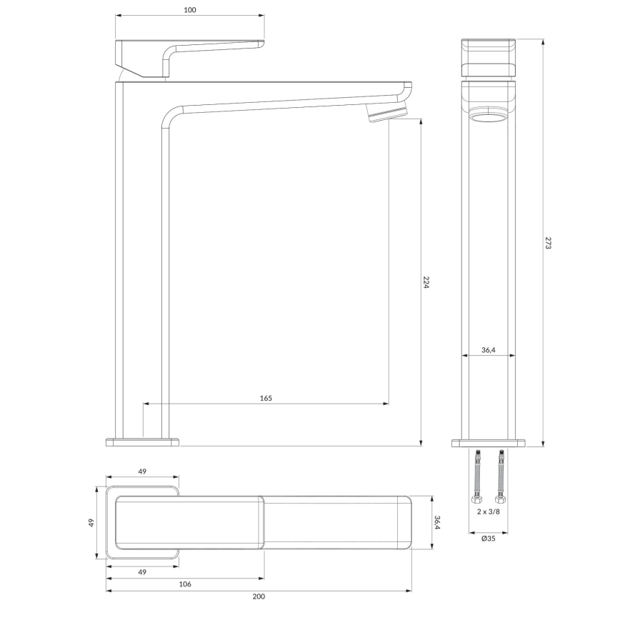 OMNIRES PM7412BL - Grifo de lavabo PARMA 27,3 cm negro mate