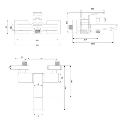 OMNIRES PM7430BL - Grifo de baño PARMA negro mate