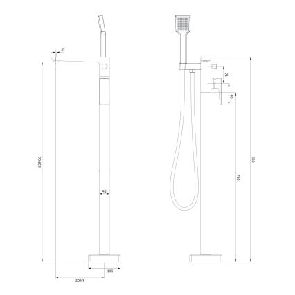 OMNIRES PM7433CR - Conjunto de bañera independiente con grifería PARMA cromo brillante