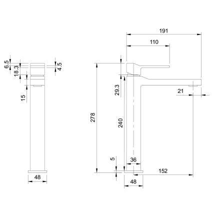 OMNIRES SL7712CR - Grifo de lavabo SLIDE 27,8 cm cromo brillante