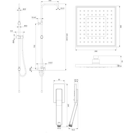 OMNIRES SYSJIMJIMBL - Juego de ducha JIMJIM mate negro