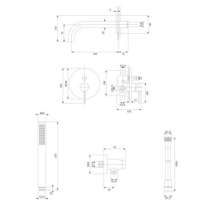 OMNIRES SYSYW01CR - Juego de baño con grifo empotrado Y cromo brillante