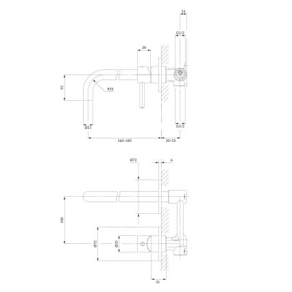 OMNIRES Y1215HCR - Grifo de lavabo para instalación empotrada Y cromo brillante