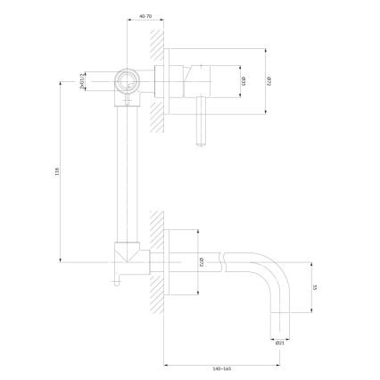 OMNIRES Y1215NCR - Grifo de lavabo para instalación empotrada Y cromo brillante