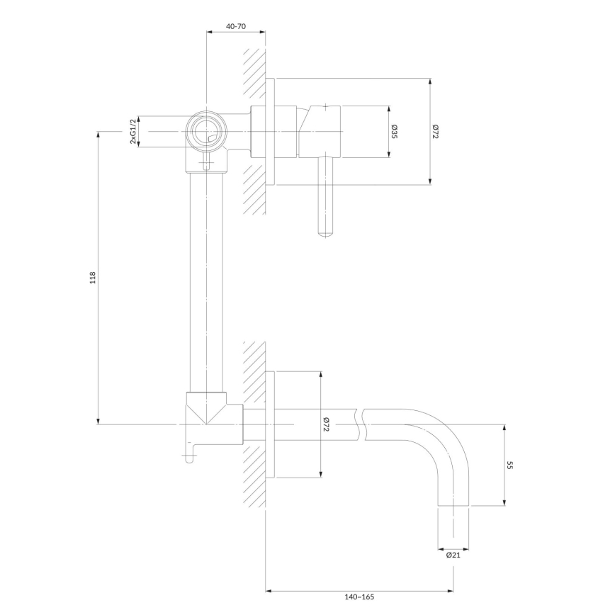 OMNIRES Y1215NCR - Grifo de lavabo para instalación empotrada Y cromo brillante