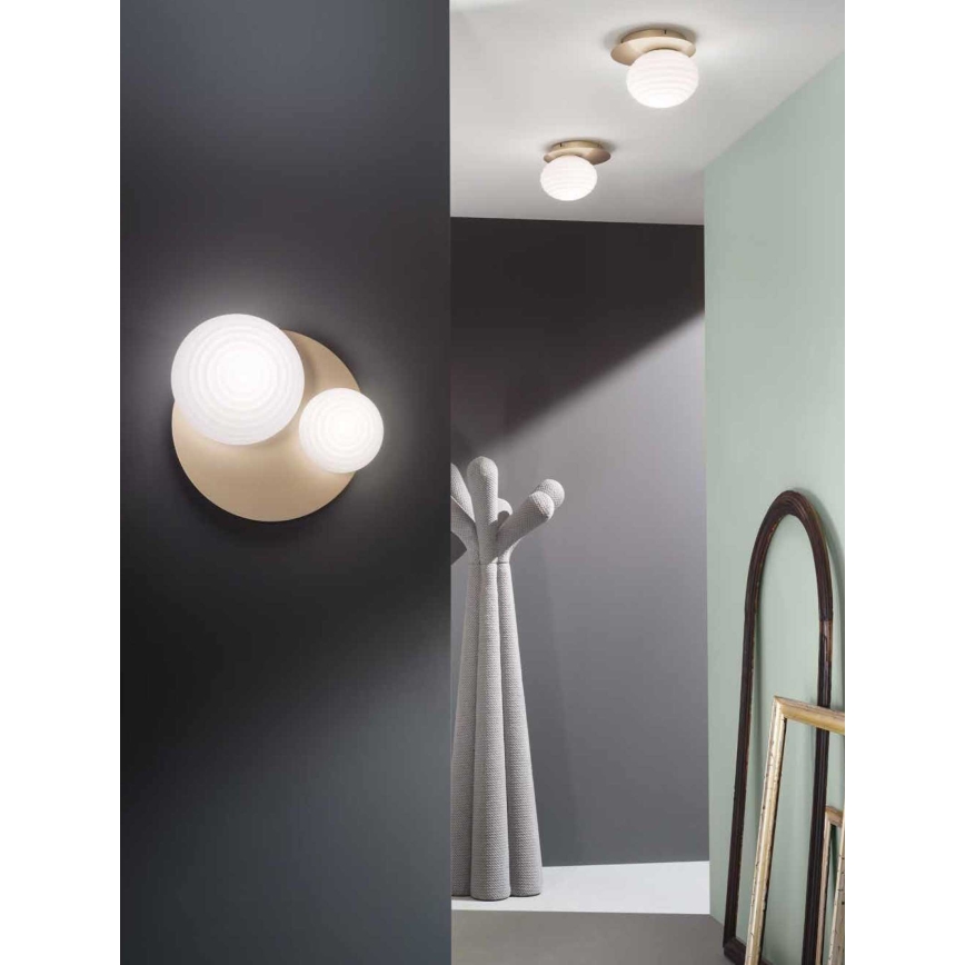 Ondaluce - Aplique de pared TONDO 1xE14/10W/230V + 1xE27/15W dorado/blanco