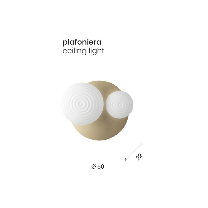 Ondaluce - Aplique de pared TONDO 1xE14/10W/230V + 1xE27/15W dorado/blanco