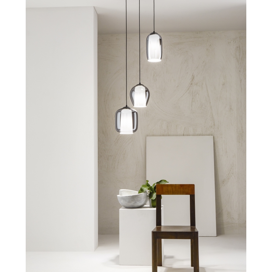 Ondaluce - Lámpara colgante BONNIE 1xE27/15W/230V Ø 15 cm negro ahumado