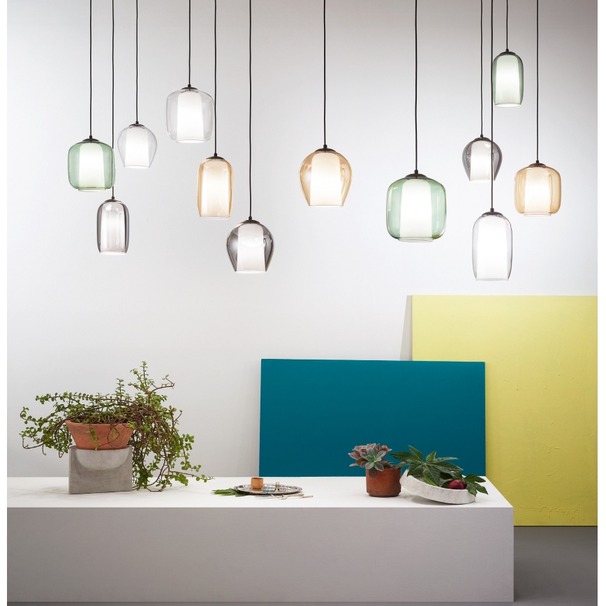 Ondaluce - Lámpara colgante BONNIE 1xE27/15W/230V Ø 15 cm negro ahumado