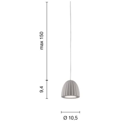 Ondaluce - Lámpara colgante con cable CONCRETE 1xGU10/7,5W/230V diámetro 10,5 cm gris cemento