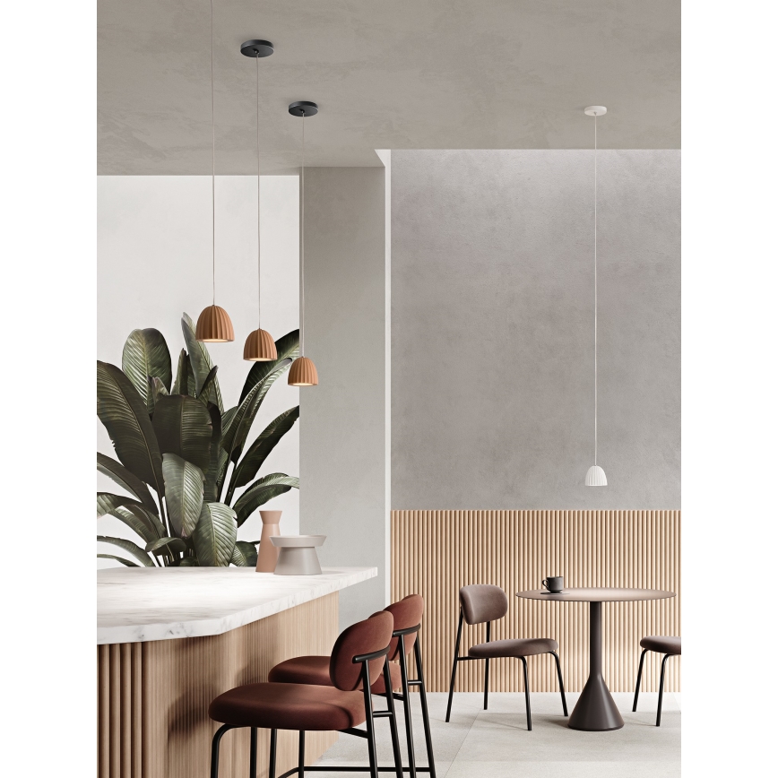 Ondaluce - Lámpara colgante con cable CONCRETE 1xGU10/7,5W/230V diámetro 10,5 cm hormigón blanco