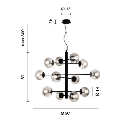Ondaluce - Lámpara colgante con cable ELISEO 12xE14/10W/230V dorada/beige ahumado