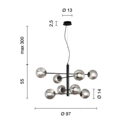 Ondaluce - Lámpara colgante con cable ELISEO 8xE14/10W/230V dorada/beige ahumado