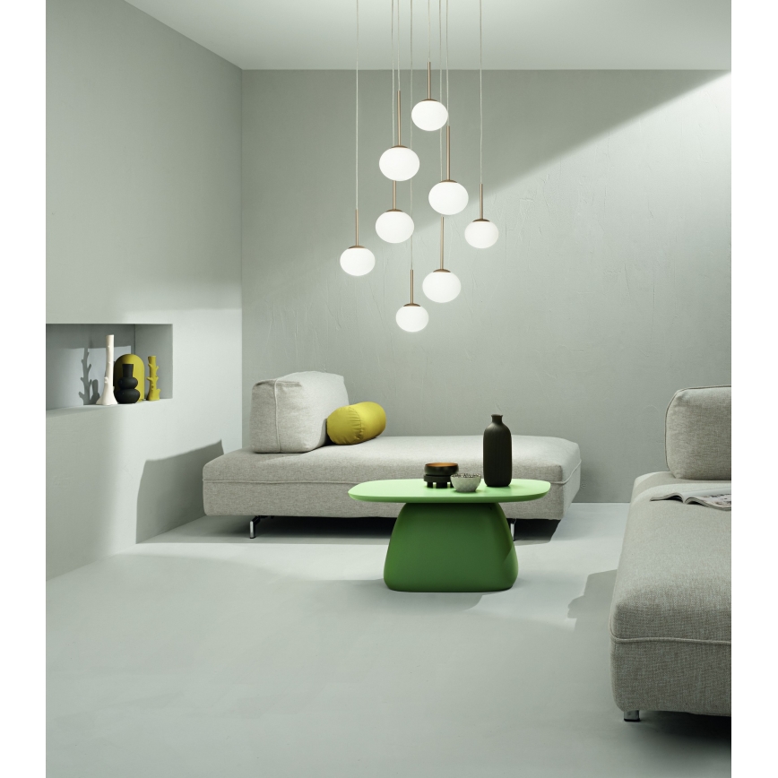 Ondaluce - Lámpara colgante con cable JEWEL 1xE14/10W/230V, diámetro 17 cm, dorada/blanca