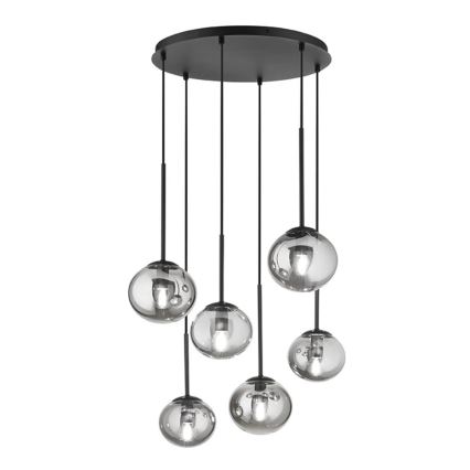 Ondaluce - Lámpara colgante con cable JEWEL 6xE14/10W/230V Ø 55 cm negro ahumado