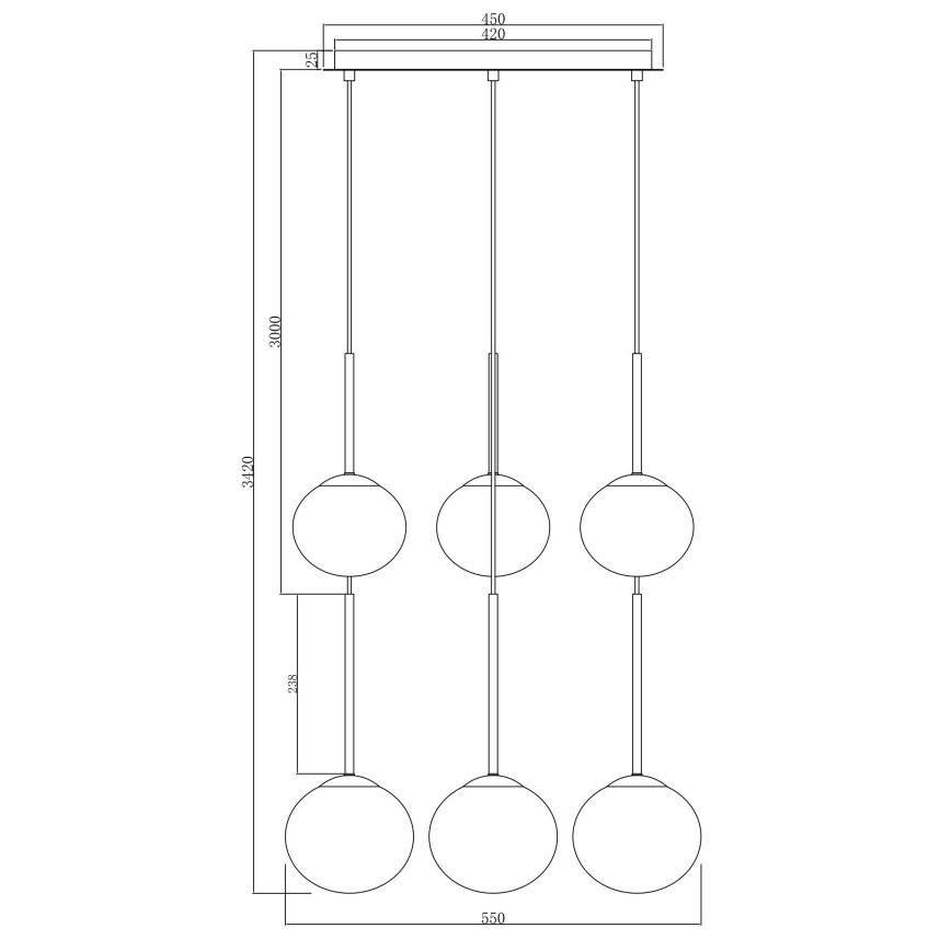Ondaluce - Lámpara colgante con cable JEWEL 6xE14/10W/230V Ø 55 cm negro ahumado