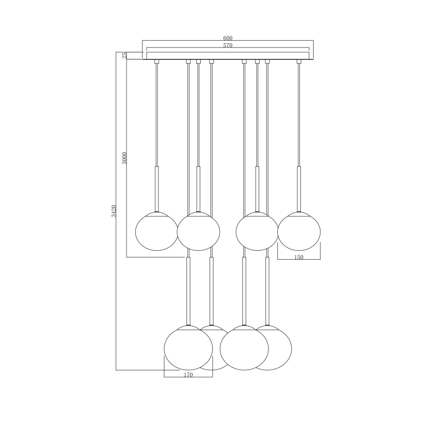 Ondaluce - Lámpara colgante con cable JEWEL 8xE14/10W/230V Ø 70 cm dorado/blanco
