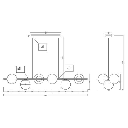 Ondaluce - Lámpara colgante con cable MONILE 6xE14/10W/230V negro ahumado