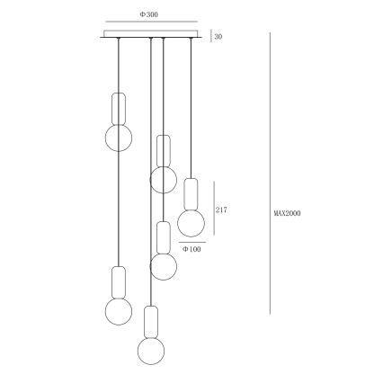 Ondaluce - Lámpara colgante con cable ROCK, 6xG9/7W/230V, Ø 35 cm, hormigón marrón/gris/blanco