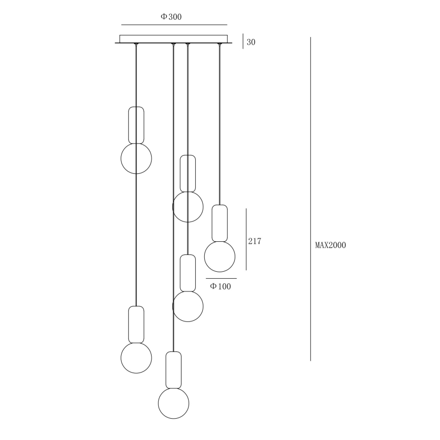 Ondaluce - Lámpara colgante con cable ROCK, 6xG9/7W/230V, Ø 35 cm, hormigón marrón/gris/blanco