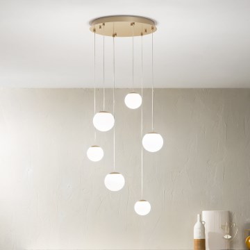 Ondaluce - Lámpara colgante con cable SANTOS LED/48W/230V, diámetro 45 cm, dorado/blanco