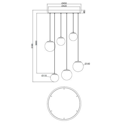 Ondaluce - Lámpara colgante con cable SANTOS LED/48W/230V, diámetro 45 cm, dorado/blanco