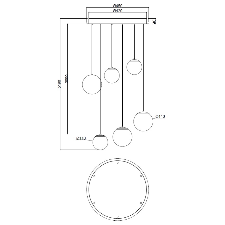 Ondaluce - Lámpara colgante con cable SANTOS LED/48W/230V, diámetro 45 cm, dorado/blanco