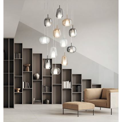 Ondaluce - Lámpara colgante con cable THELMA 1xE27/15W/230V gris ahumado