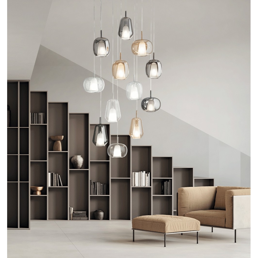 Ondaluce - Lámpara colgante con cable THELMA 1xE27/15W/230V gris ahumado