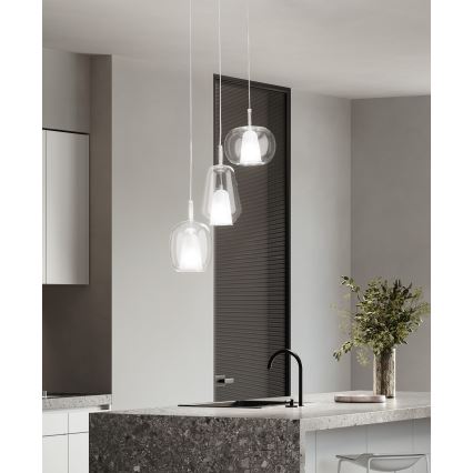 Ondaluce - Lámpara colgante con cable THELMA 1xE27/15W/230V transparente