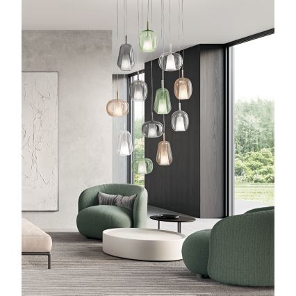 Ondaluce - Lámpara colgante con cable THELMA 3xE27/15W/230V beige ahumado