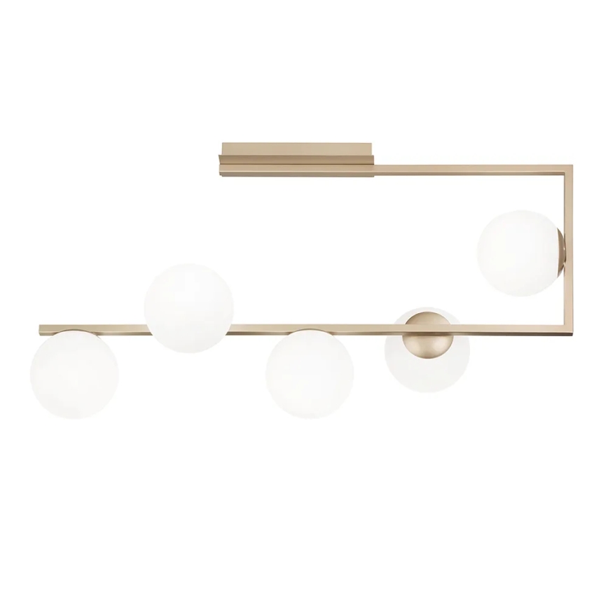 Ondaluce - Lámpara colgante con varilla MONILE 5xE14/10W/230V dorada/blanca