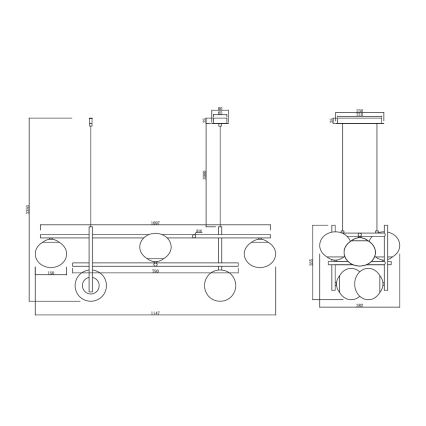 Ondaluce - Lámpara colgante de cable JEWEL 6xE14/10W/230V negro ahumado