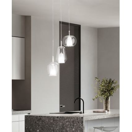 Ondaluce - Lámpara colgante de cable THELMA 3xE27/15W/230V transparente