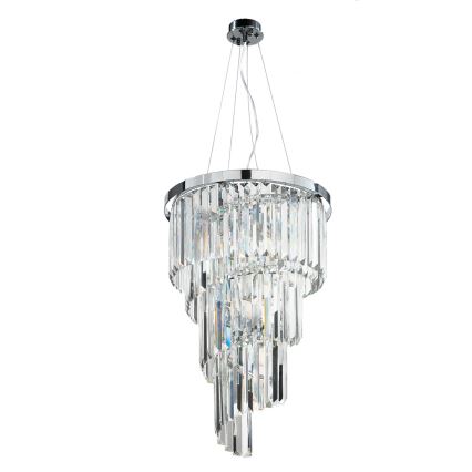 Ondaluce - Lámpara colgante de cristal con cable ALEXANDER 7xE14/10W/230V Ø 40 cm cromo brillante/transparente