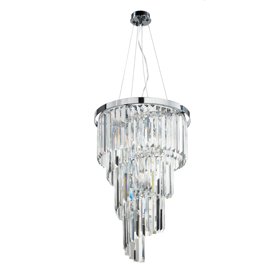 Ondaluce - Lámpara colgante de cristal con cable ALEXANDER 7xE14/10W/230V Ø 40 cm cromo brillante/transparente
