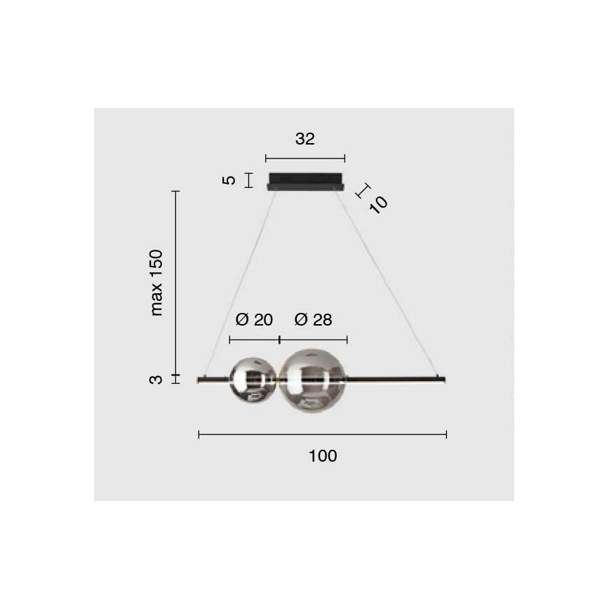 Ondaluce - Lámpara colgante LED regulable con cable FUFI LED/40W/230V negro ahumado negro