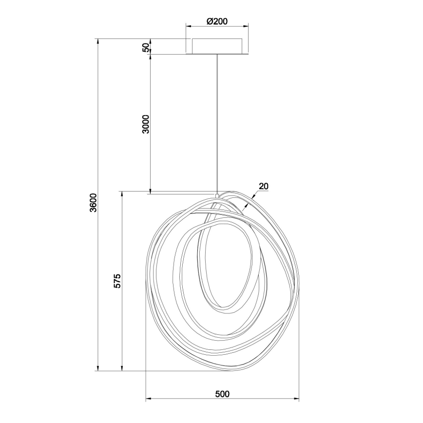 Ondaluce - Lámpara colgante LED regulable con cable GOLDEN LED/50W/230V, acabado dorado