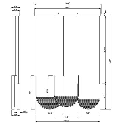 Ondaluce - Lámpara colgante LED regulable con cable LOTUS LED/70W/230V dorada