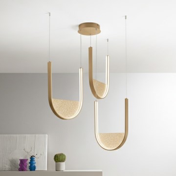 Ondaluce - Lámpara colgante LED regulable con cable LOTUS LED/70W/230V dorada